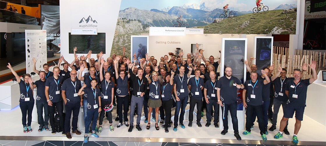 The team in front of the Bosch Display at Eurobike